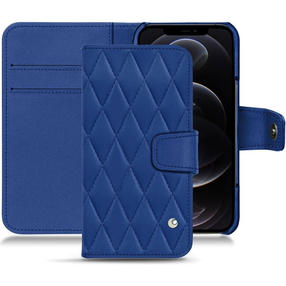 Noreve Lederschutzhülle Wallet (Apple iPhone 12 Pro Max), Smartphone Hülle, Blau