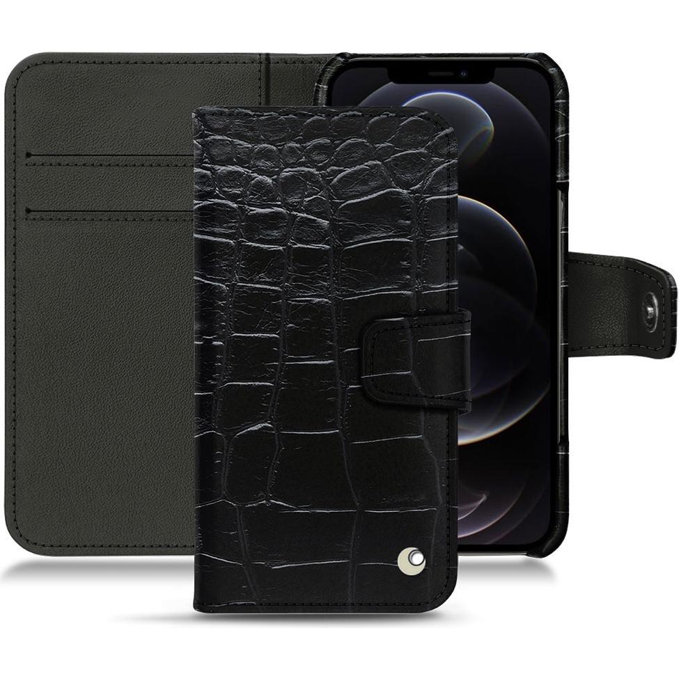 Noreve Lederschutzhülle Wallet (Apple iPhone 12 Pro Max), Smartphone Hülle, Schwarz