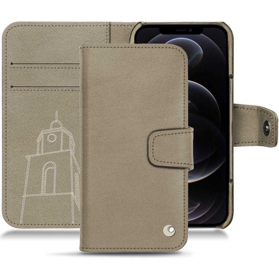 Noreve Lederschutzhülle Wallet (Apple iPhone 12 Pro Max), Smartphone Hülle, Beige