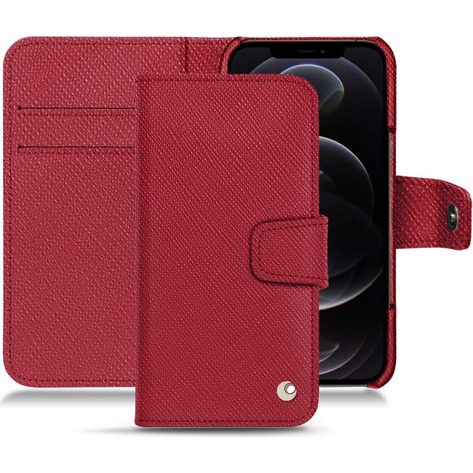 Noreve Lederschutzhülle Wallet (Apple iPhone 12 Pro Max), Smartphone Hülle, Rot