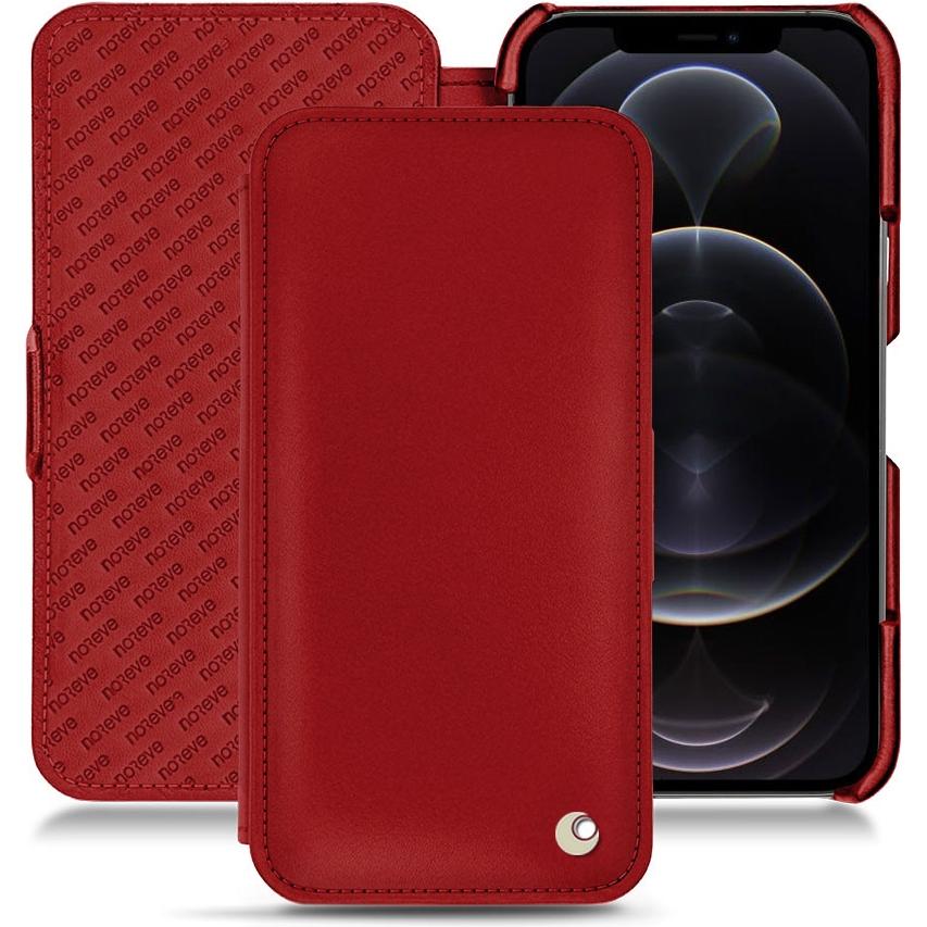 Noreve Lederschutzhülle horizontal (Apple iPhone 12 Pro Max), Smartphone Hülle, Rot