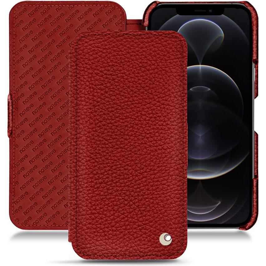 Noreve Lederschutzhülle horizontal (Apple iPhone 12 Pro Max), Smartphone Hülle, Rot