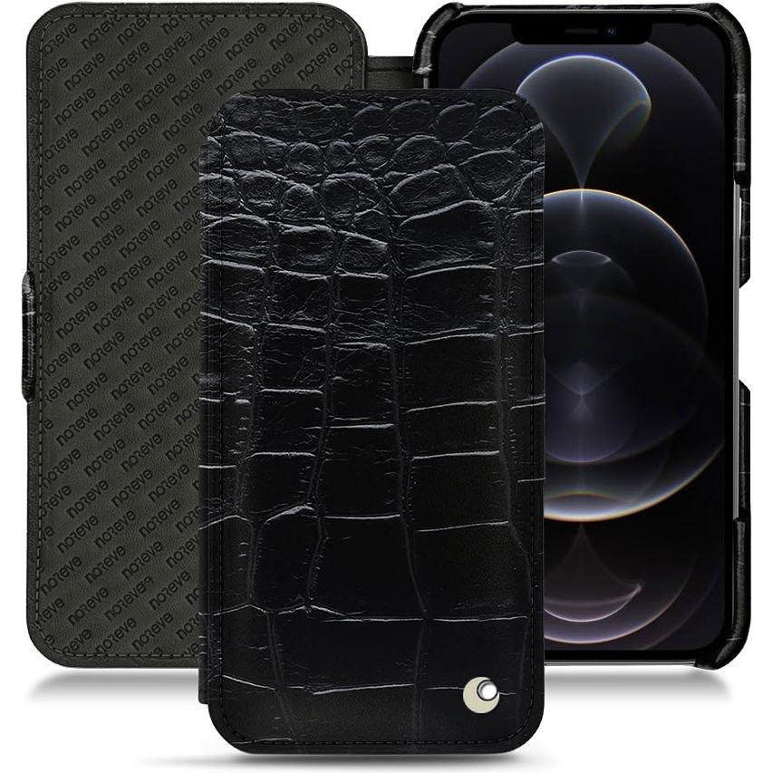 Noreve Lederschutzhülle horizontal (Apple iPhone 12 Pro Max), Smartphone Hülle, Schwarz