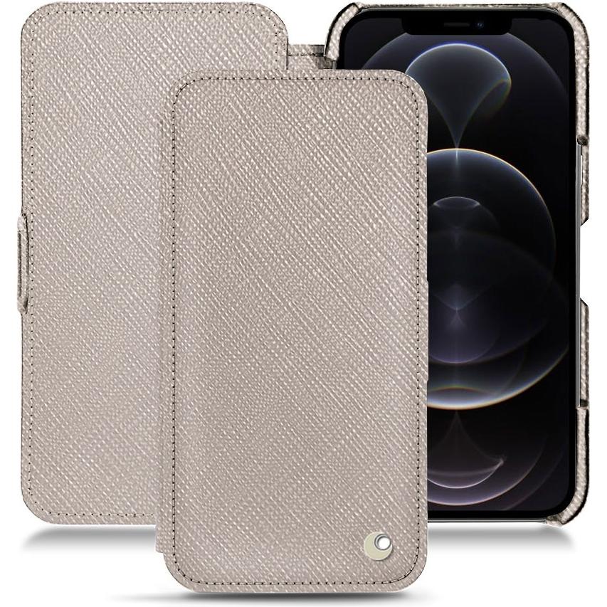 Noreve Lederschutzhülle horizontal (Apple iPhone 12 Pro Max), Smartphone Hülle, Beige