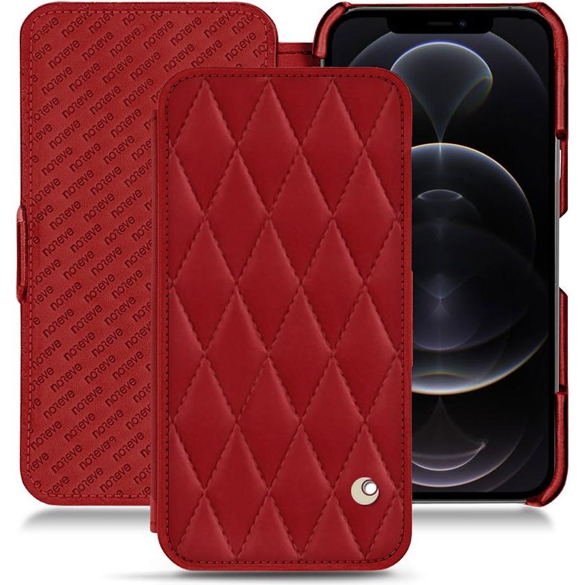 Noreve Lederschutzhülle horizontal (Apple iPhone 12 Pro Max), Smartphone Hülle, Rot