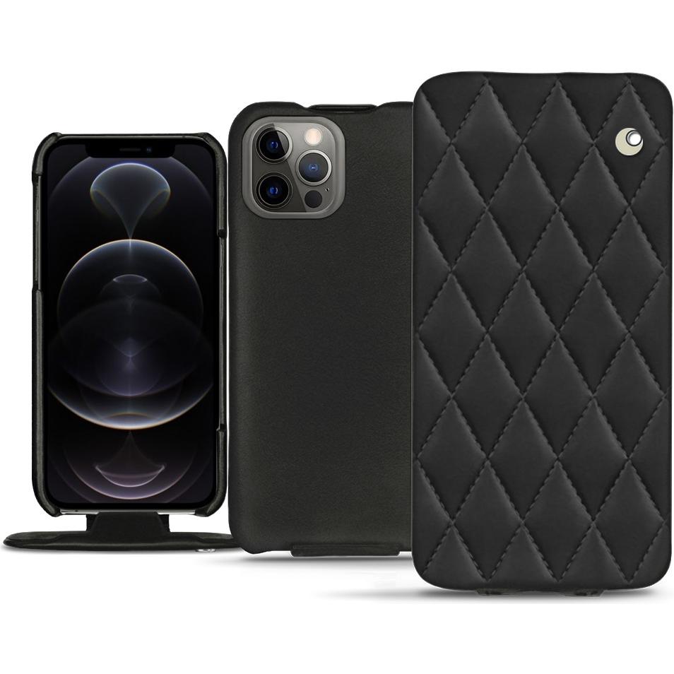 Noreve Lederschutzhülle vertikal (Apple iPhone 12 Pro), Smartphone Hülle, Schwarz