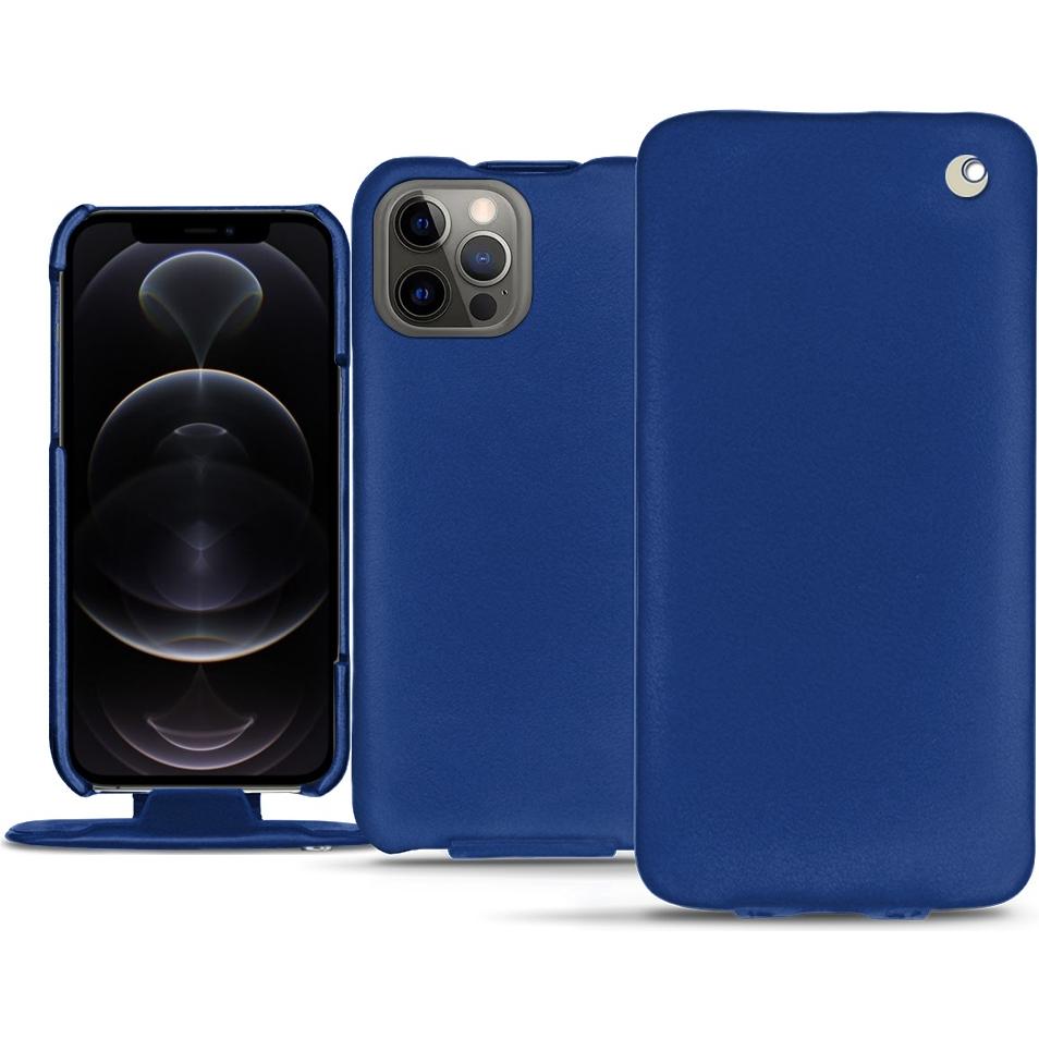 Noreve Lederschutzhülle vertikal (Apple iPhone 12 Pro), Smartphone Hülle, Blau
