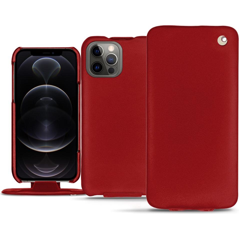 Noreve Lederschutzhülle vertikal (Apple iPhone 12 Pro), Smartphone Hülle, Rot