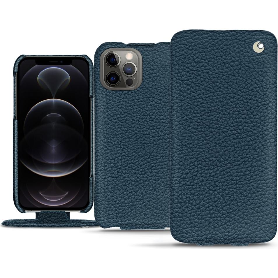 Noreve Lederschutzhülle vertikal (Apple iPhone 12 Pro), Smartphone Hülle, Blau