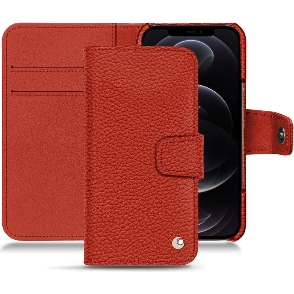 Noreve Lederschutzhülle Wallet (Apple iPhone 12 Pro), Smartphone Hülle, Orange