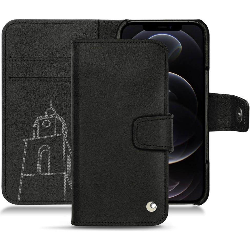 Noreve Lederschutzhülle Wallet (Apple iPhone 12 Pro), Smartphone Hülle, Schwarz