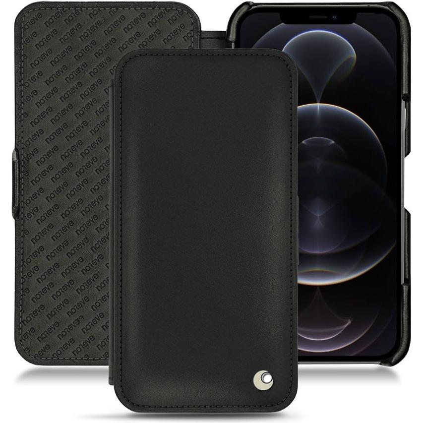 Noreve Lederschutzhülle horizontal (Apple iPhone 12 Pro), Smartphone Hülle, Schwarz