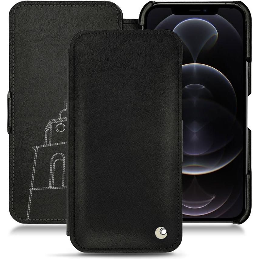 Noreve Lederschutzhülle horizontal (Apple iPhone 12 Pro Max), Smartphone Hülle, Schwarz