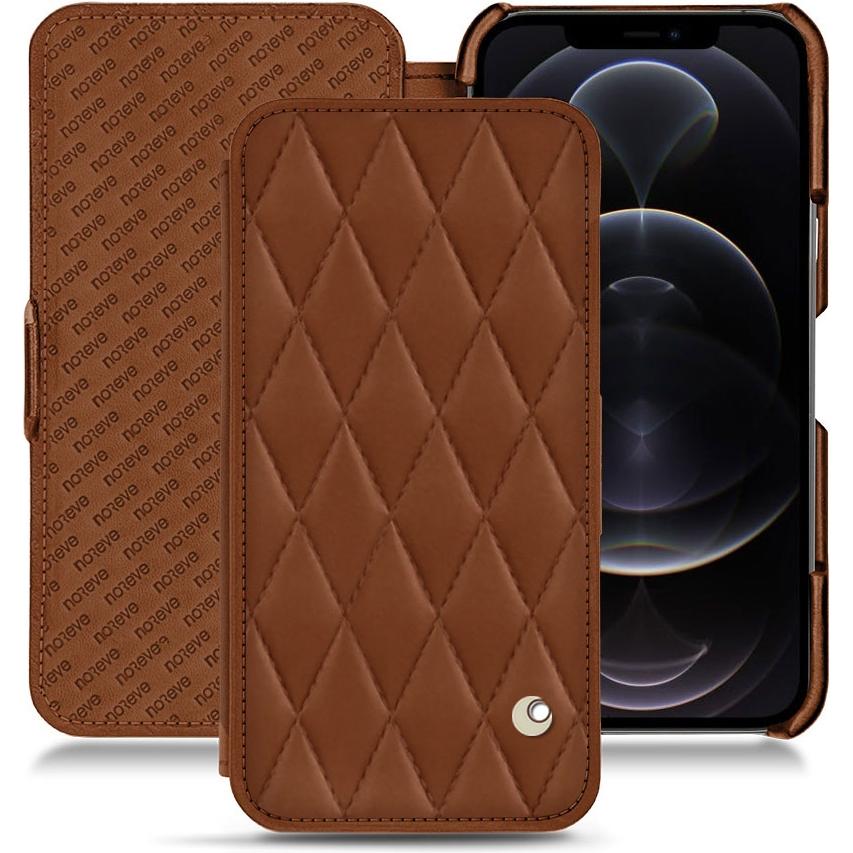 Noreve Lederschutzhülle horizontal (Apple iPhone 12 Pro Max), Smartphone Hülle, Braun