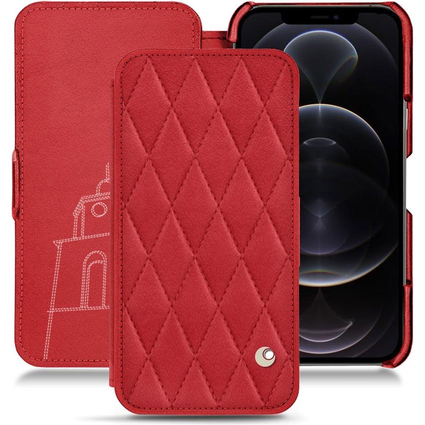 Noreve Lederschutzhülle horizontal (Apple iPhone 12 Pro Max), Smartphone Hülle, Rot