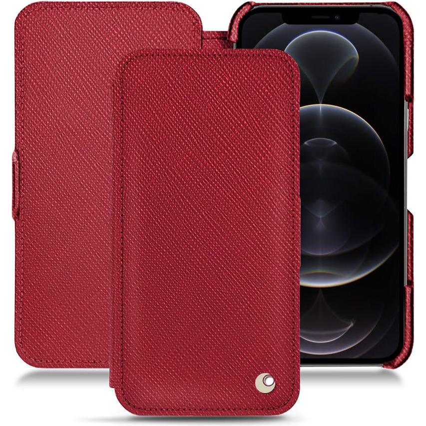 Noreve Lederschutzhülle horizontal (Apple iPhone 12 Pro Max), Smartphone Hülle, Rot