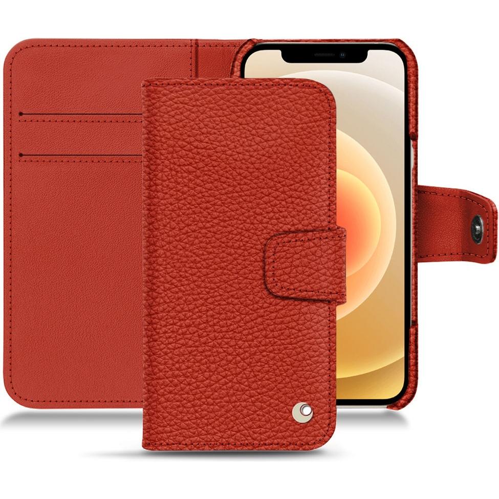 Noreve Lederschutzhülle Wallet (Apple iPhone 12), Smartphone Hülle, Orange