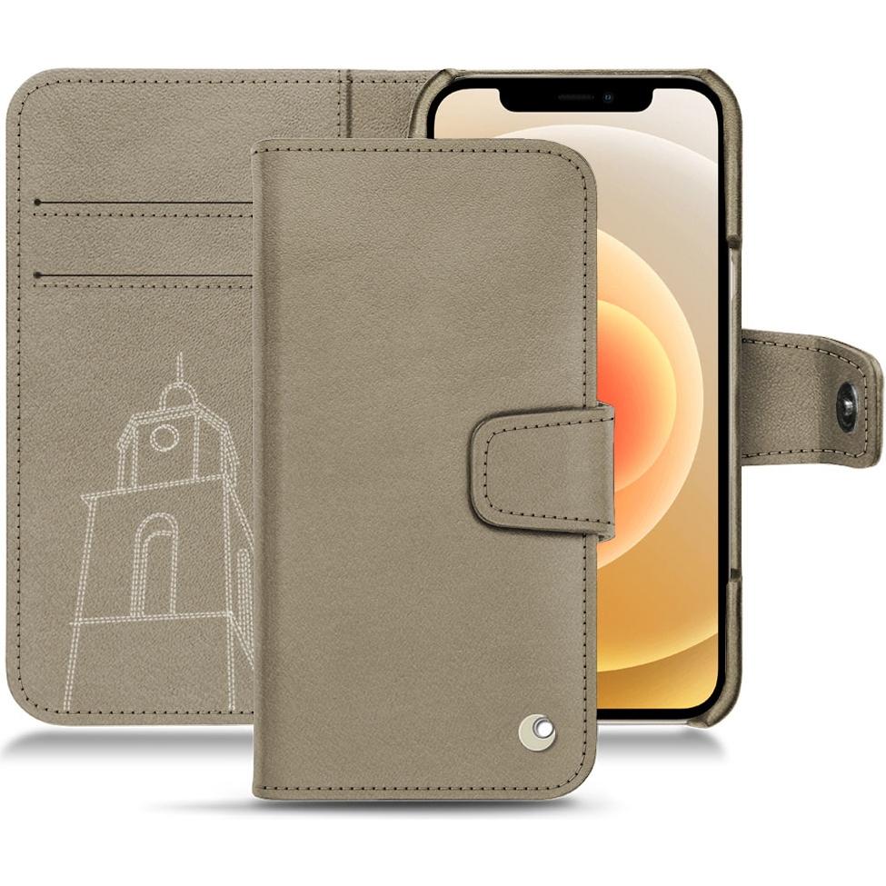 Noreve Lederschutzhülle Wallet (Apple iPhone 12), Smartphone Hülle, Beige
