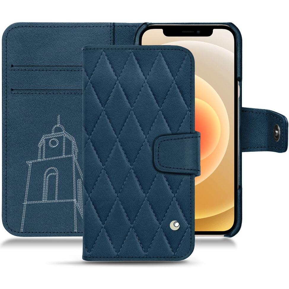 Noreve Lederschutzhülle Wallet (Apple iPhone 12), Smartphone Hülle, Blau
