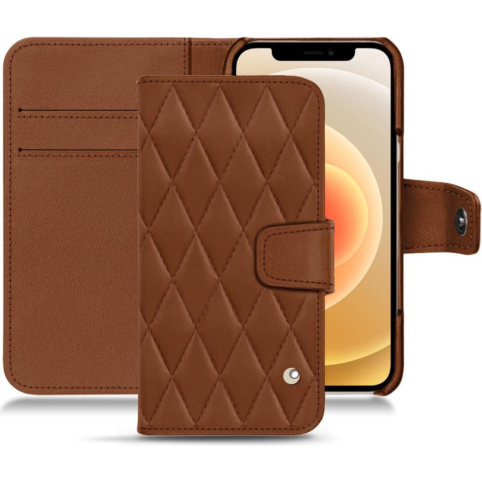 Noreve Lederschutzhülle Wallet (Apple iPhone 12), Smartphone Hülle, Braun