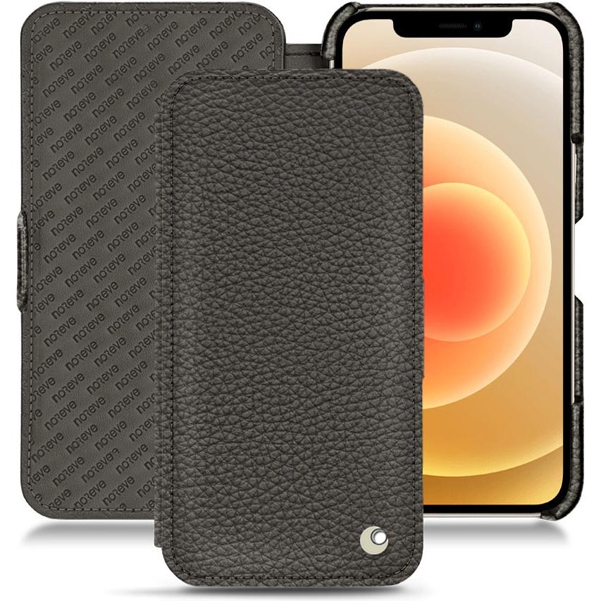 Noreve Lederschutzhülle horizontal (Apple iPhone 12), Smartphone Hülle, Grau