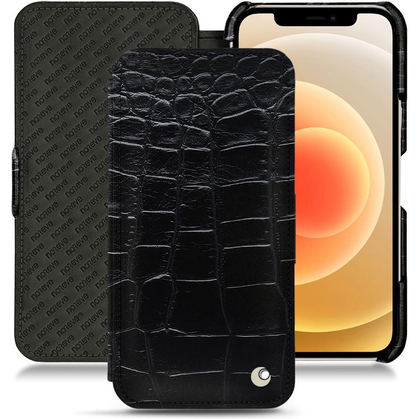 Noreve Lederschutzhülle horizontal (Apple iPhone 12), Smartphone Hülle, Schwarz