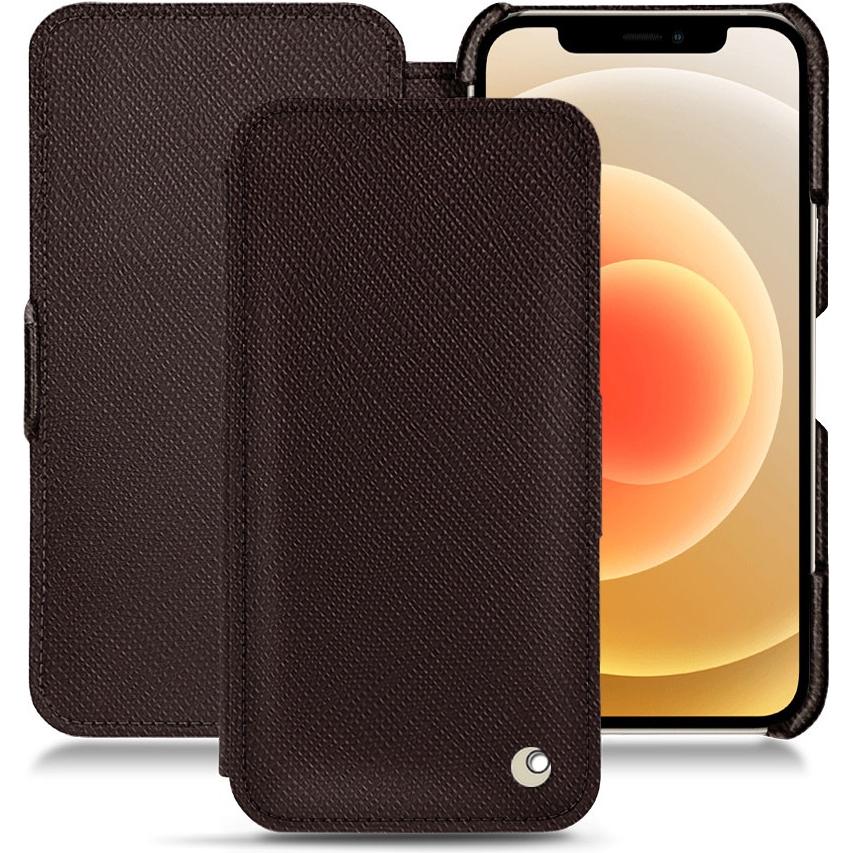 Thumbnail - Noreve Lederschutzhülle horizontal (Apple iPhone 12), Smartphone Hülle, Braun