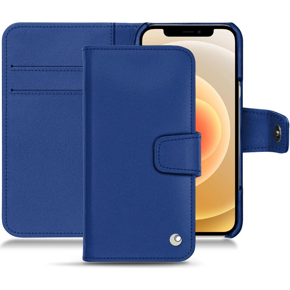 Noreve Lederschutzhülle Wallet (Apple iPhone 12 mini), Smartphone Hülle, Blau