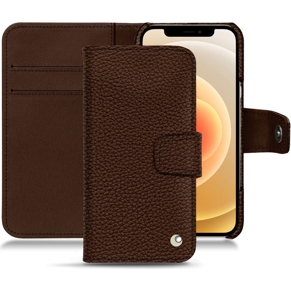 Noreve Lederschutzhülle Wallet (Apple iPhone 12 mini), Smartphone Hülle, Braun