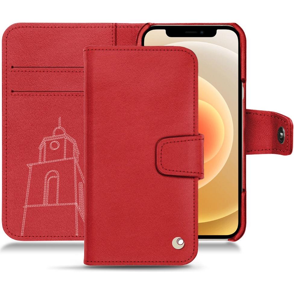 Noreve Lederschutzhülle Wallet (Apple iPhone 12 mini), Smartphone Hülle, Rot