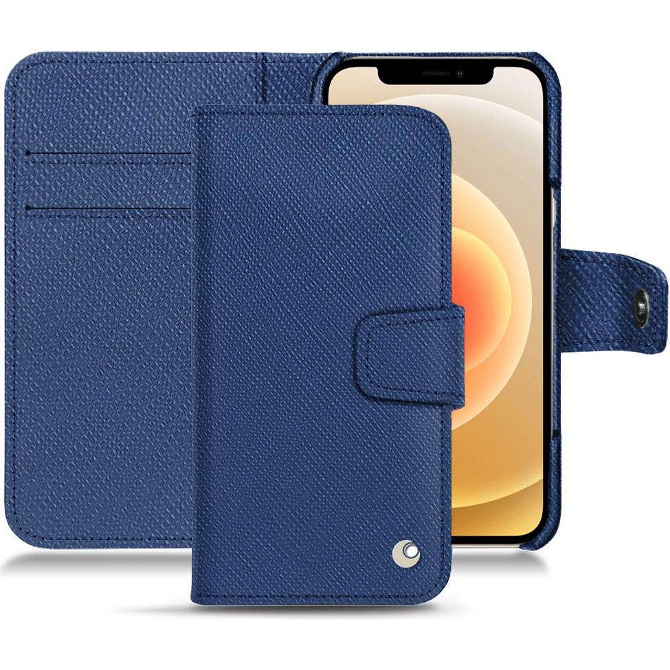 Noreve Lederschutzhülle Wallet (Apple iPhone 12 mini), Smartphone Hülle, Blau