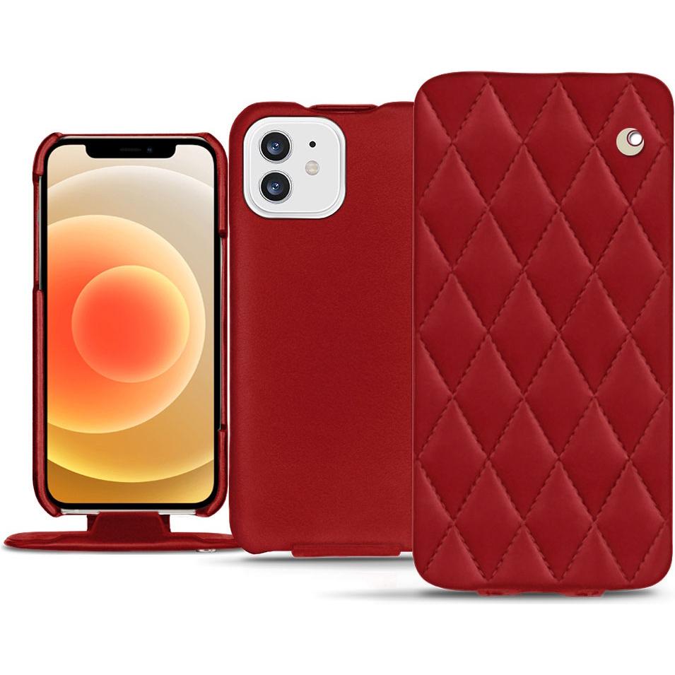 Noreve Lederschutzhülle vertikal (Apple iPhone 12 mini), Smartphone Hülle, Rot