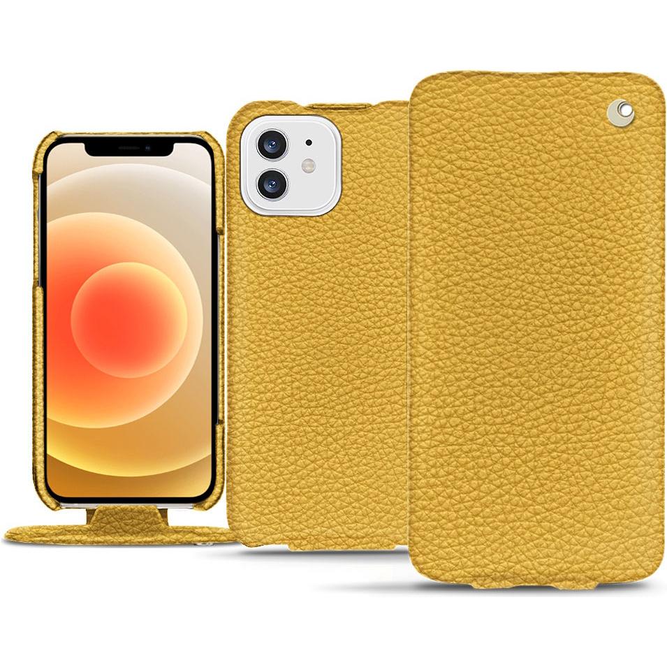 Noreve Lederschutzhülle vertikal (Apple iPhone 12 mini), Smartphone Hülle, Orange