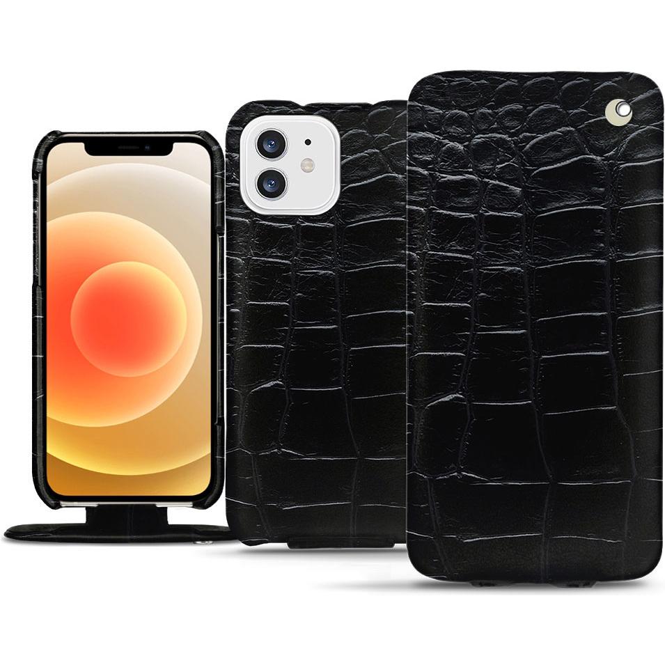 Noreve Lederschutzhülle vertikal (Apple iPhone 12 mini), Smartphone Hülle, Schwarz