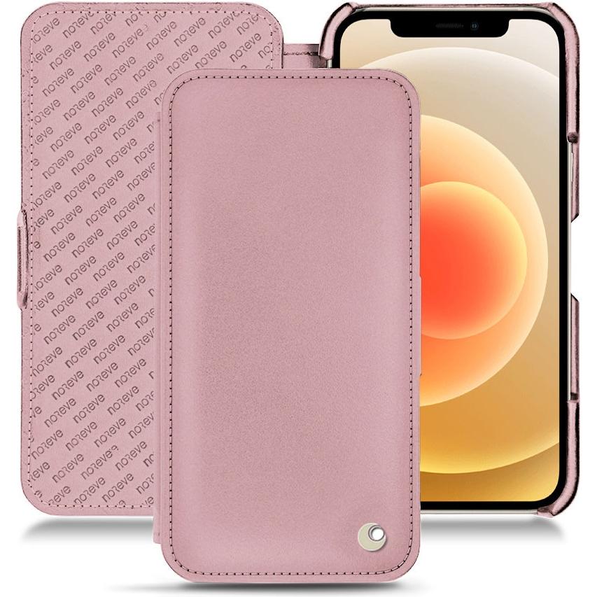 Noreve Lederschutzhülle horizontal (Apple iPhone 12 mini), Smartphone Hülle, Rosa
