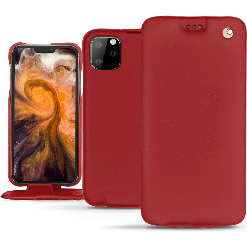 Noreve Lederschutzhülle vertikal (Apple iPhone 11 Pro Max), Smartphone Hülle, Rot