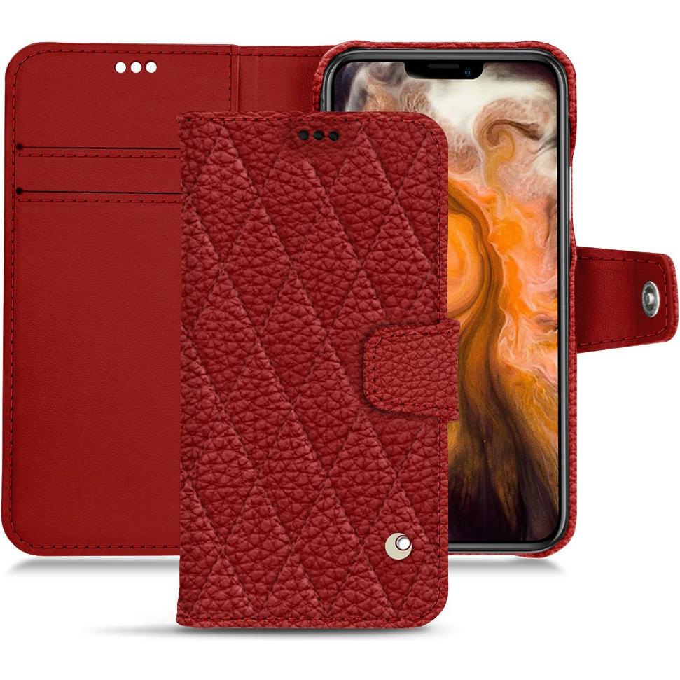 Noreve Lederschutzhülle Wallet (Apple iPhone 11 Pro Max), Smartphone Hülle, Rot