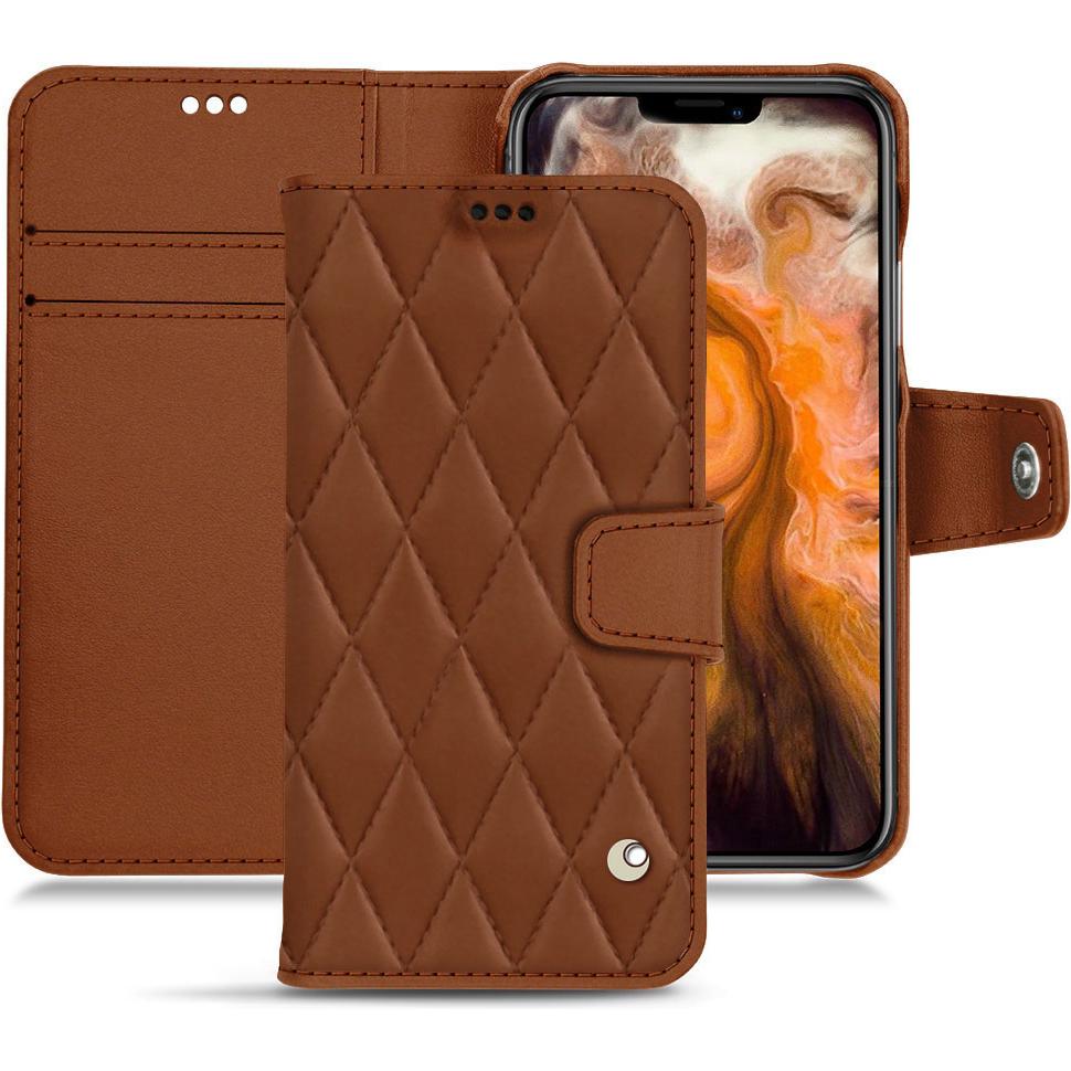 Noreve Lederschutzhülle Wallet (Apple iPhone 11 Pro Max), Smartphone Hülle, Braun