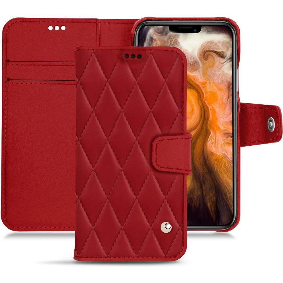 Noreve Lederschutzhülle Wallet (Apple iPhone 11 Pro Max), Smartphone Hülle, Rot