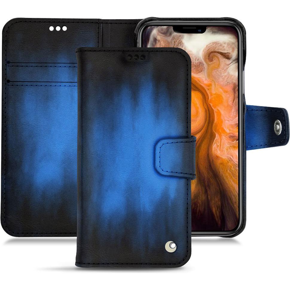 Noreve Lederschutzhülle Wallet (Apple iPhone 11 Pro Max), Smartphone Hülle, Blau