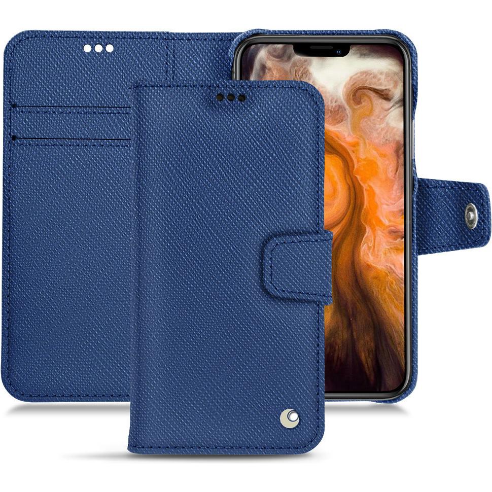Noreve Lederschutzhülle Wallet (Apple iPhone 11 Pro Max), Smartphone Hülle, Blau