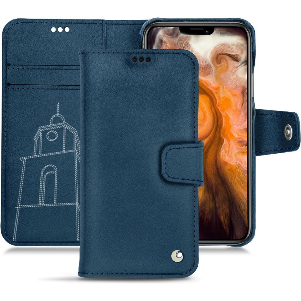 Noreve Lederschutzhülle Wallet (Apple iPhone 11 Pro Max), Smartphone Hülle, Blau