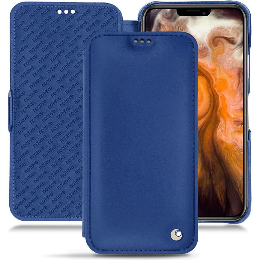 Noreve Lederschutzhülle horizontal (Apple iPhone 11 Pro Max), Smartphone Hülle, Blau
