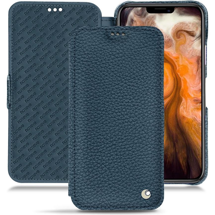 Noreve Lederschutzhülle horizontal (Apple iPhone 11 Pro Max), Smartphone Hülle, Blau