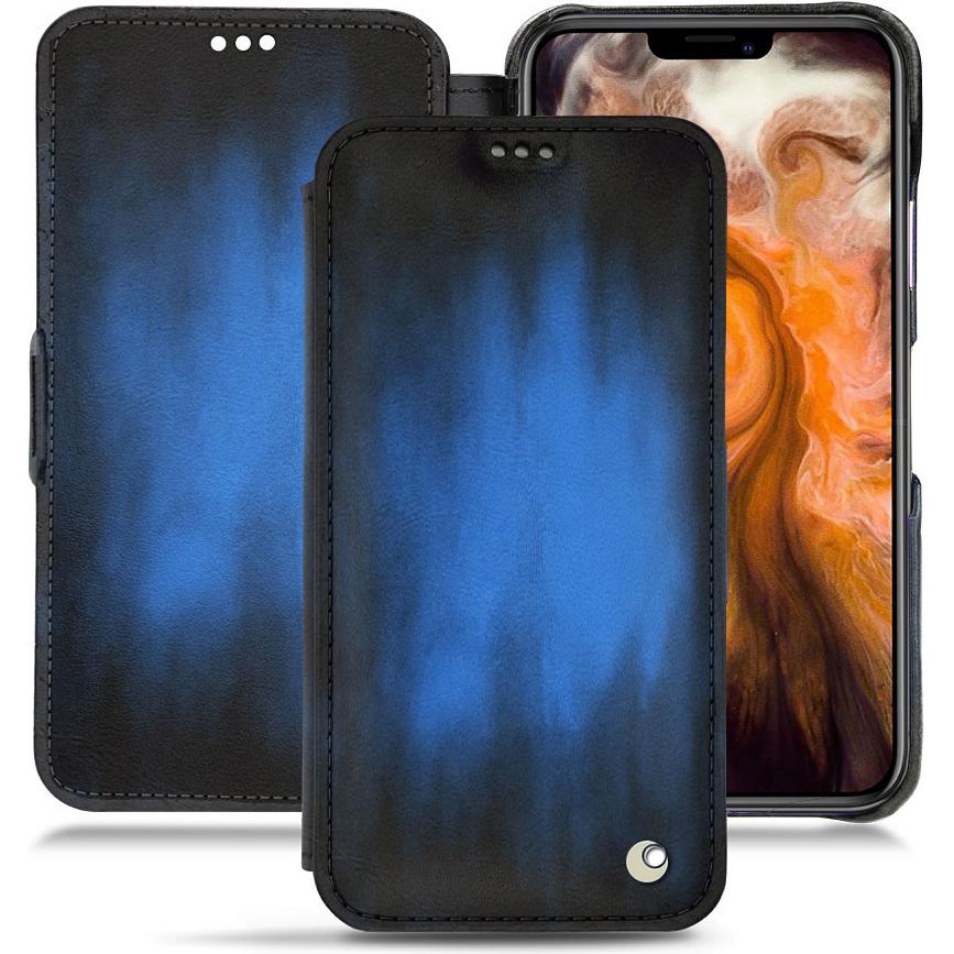 Noreve Lederschutzhülle horizontal (Apple iPhone 11 Pro Max), Smartphone Hülle, Blau