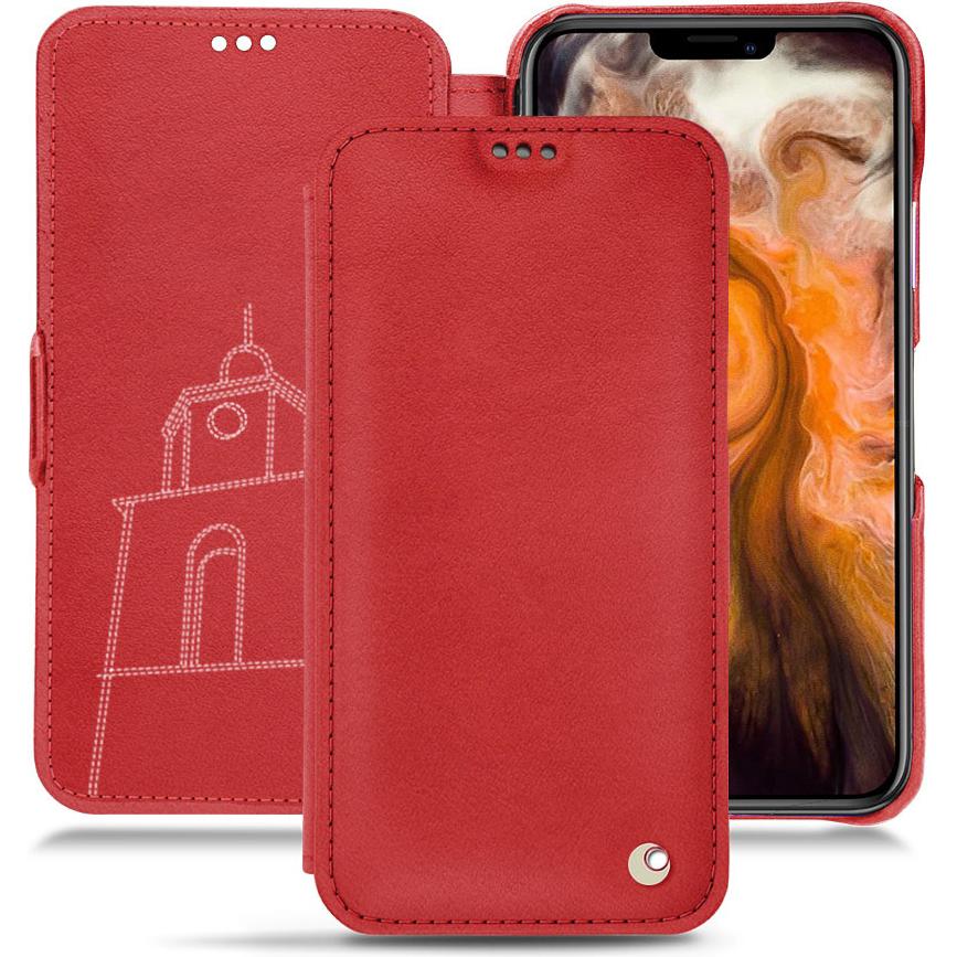 Noreve Lederschutzhülle horizontal (Apple iPhone 11 Pro Max), Smartphone Hülle, Rot