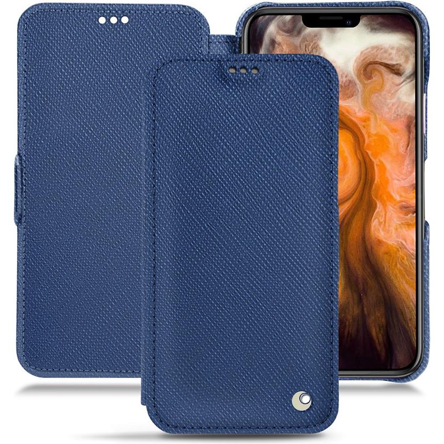 Noreve Lederschutzhülle horizontal (Apple iPhone 11 Pro Max), Smartphone Hülle, Blau