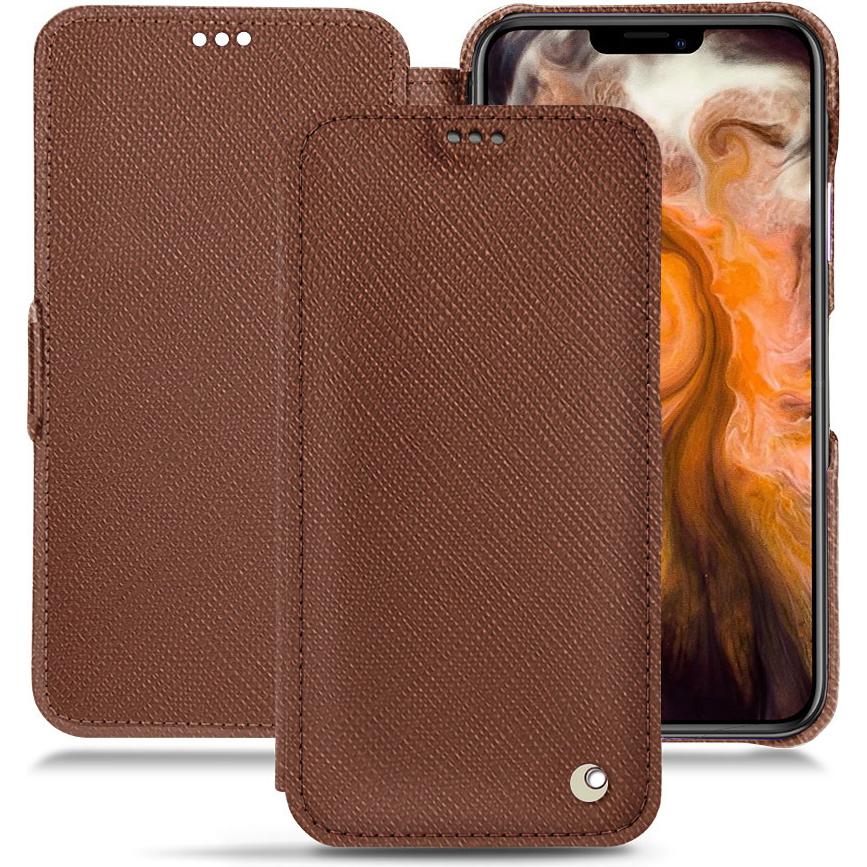 Noreve Lederschutzhülle horizontal (Apple iPhone 11 Pro Max), Smartphone Hülle, Braun