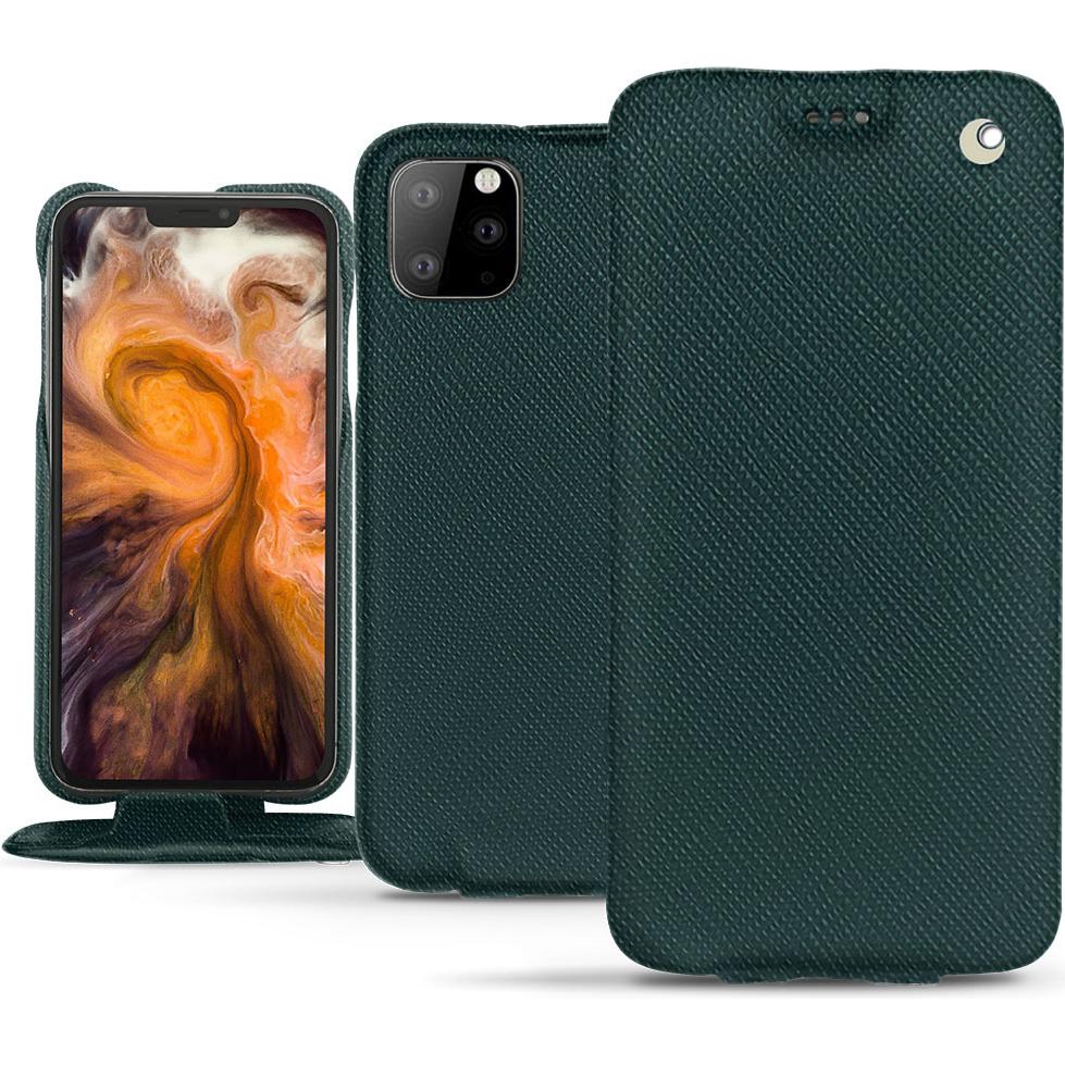 Noreve Lederschutzhülle vertikal (Apple iPhone 11 Pro Max), Smartphone Hülle, Grün