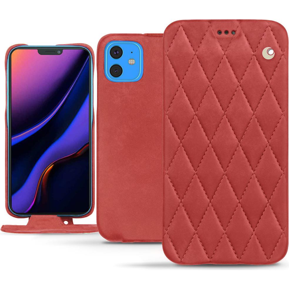 Noreve Lederschutzhülle vertikal (Apple iPhone 11), Smartphone Hülle, Rot